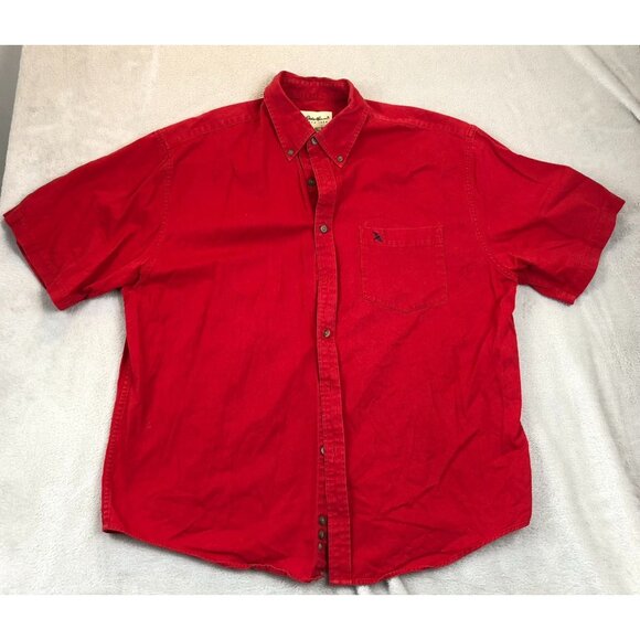 Eddie Bauer Men's Shirt Large Button Up Red Short Sleeve Casual Classic - Picture 8 of 9